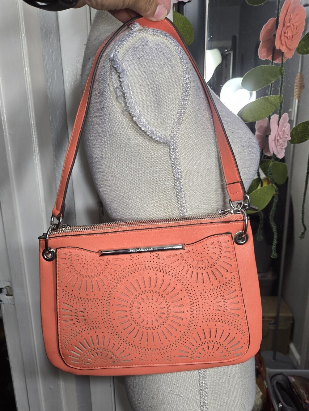Enzo Angiolini Perforated Shoulder And Crossbody Bag Like New